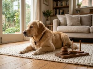 A peaceful interior scene feat - Dog Separation Anxiety: Can Brain Training Calm Your Stressed Pup?