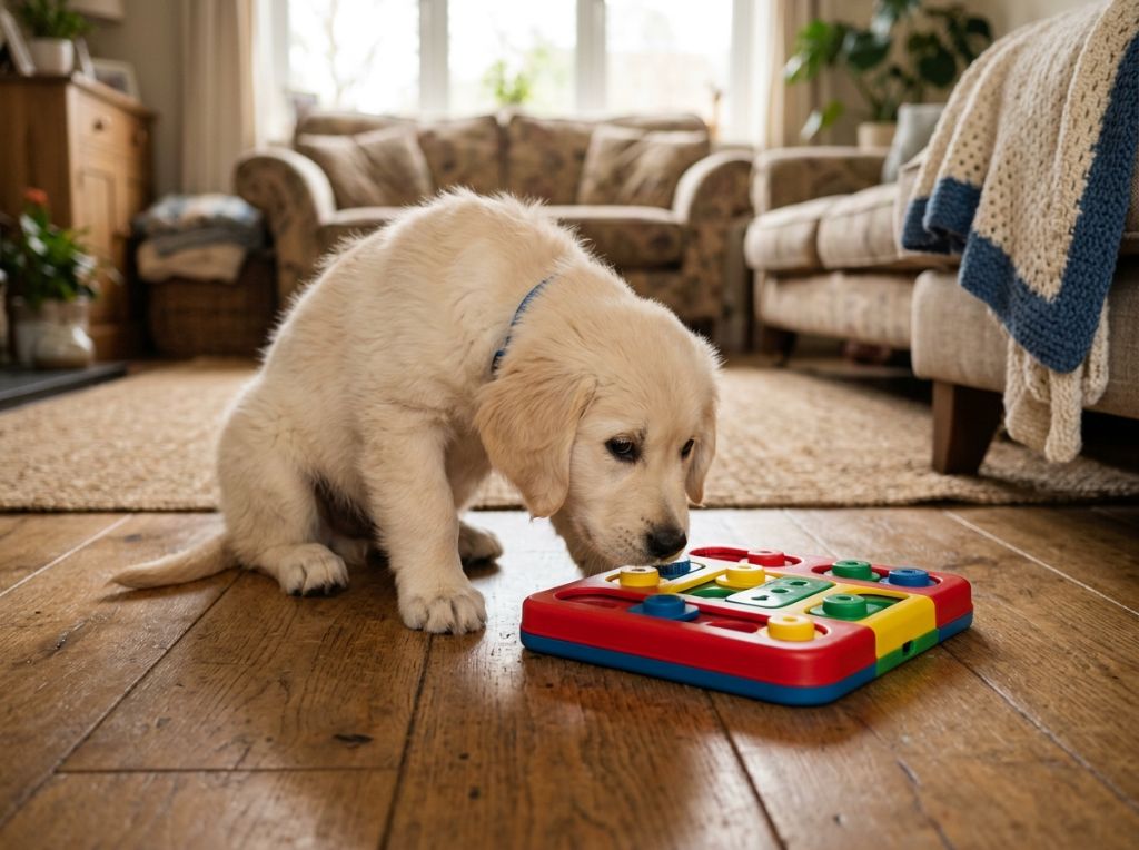 A Golden Retriever pup looking - Golden Retriever Training Guide: Expert Tips for a Happy, Well-Behaved Companion