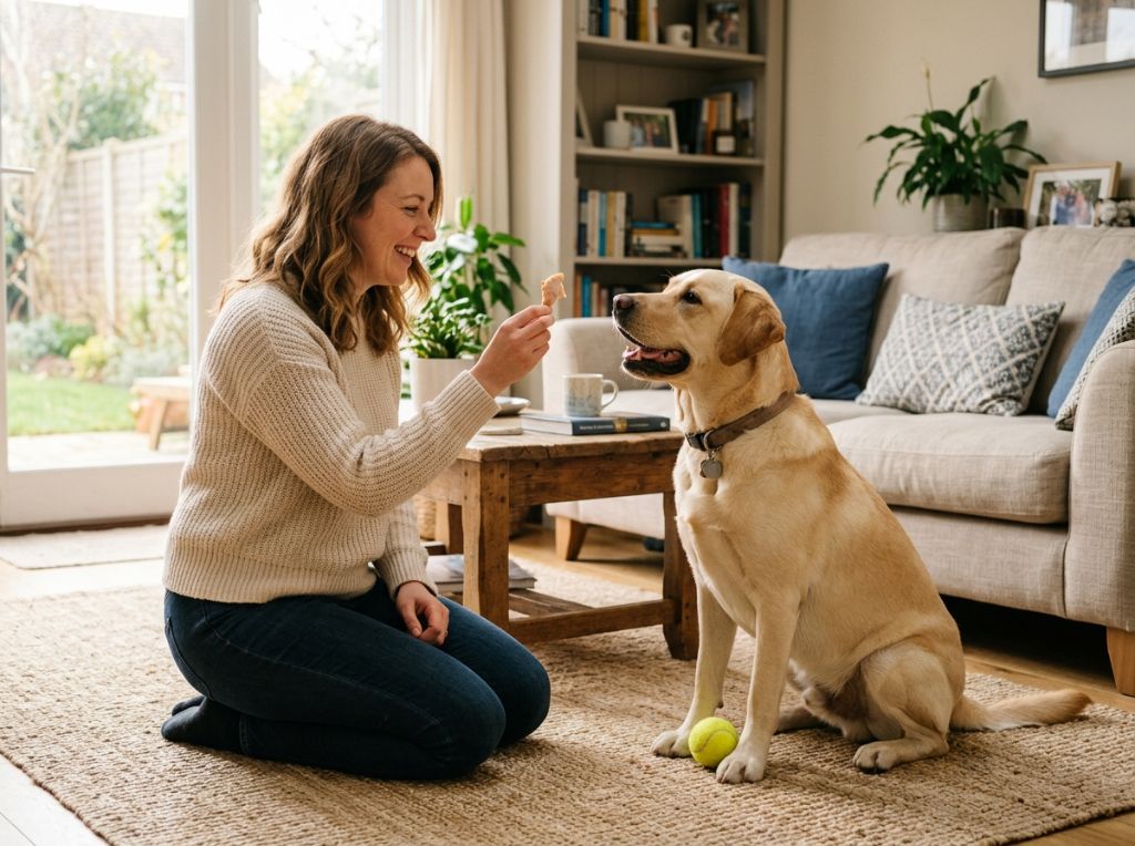 A warm, sunlit living room whe - Stop Resource Guarding: Positive Ways to Teach Your Dog to Share