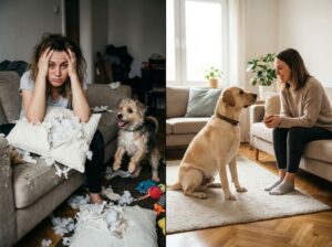 A split screen image. On the l - The Science of a Genius Dog: Unlock Hidden Intelligence Without Force