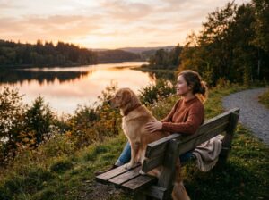 A peaceful lifestyle shot of a - Training the Reactive Dog: A Stress-Free Path to Peaceful Walks