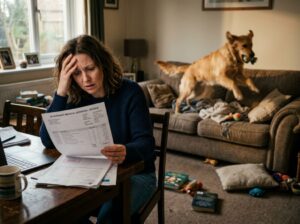 A frustrated dog owner looking - Why You Don't Need to Pay $350/Hour for a Certified Dog Trainer